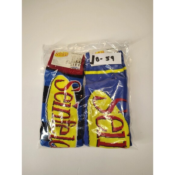 Seinfeld 90's TV Show Men's Novelty Blue Crew Socks 2 Pair Size 6-12 - NWT - Picture 5 of 5
